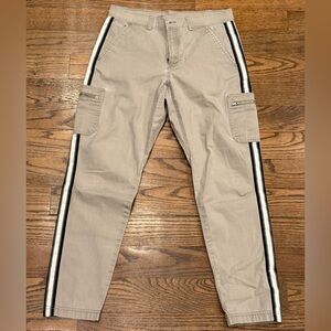Athleta Gray Cargo Jogger Pants Side Stripe Zip Pockets Size 4